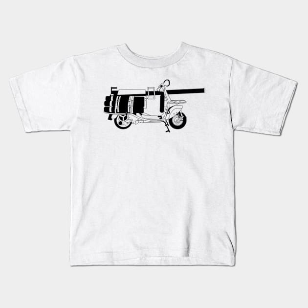 Vespa 150 T.A.P Black Outline Kids T-Shirt by kindacoolbutnotreally